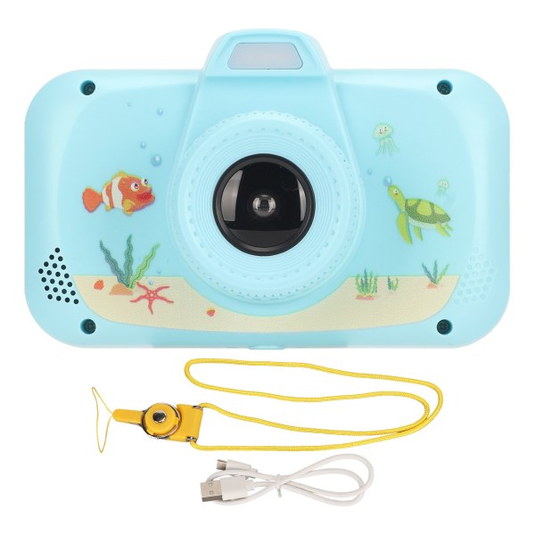 3,5-tommers Selfie-kamera for barn HD, bærbart leketøy, digitalt kamera med stor skjerm for 3-10 år gammel jente Blå