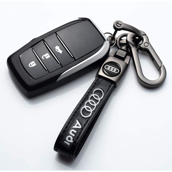 Paris_UNIMAT Äkta läder bilnyckelring kompatibel med Audi A3 RS3 A4 A5 A6 A7 RS7 A8 Q3 Q5 Q7 R8 Nyckelring Tillbehör Nyckelkedja Familjepresent