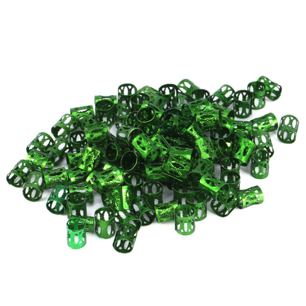 100 kpl/pussi Uusi värikäs hiuspunonta helmiä sormuksia mansetin koristeluvälineet tarvikkeet (vihreä)