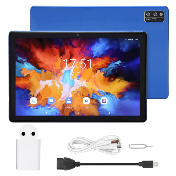 10,1 tommer Tablet Blue Octa Core CPU 8GB RAM 128GB ROM 8800mAh Dual Camera Gaming Tablet til Family Office 100?240V EU-stik
