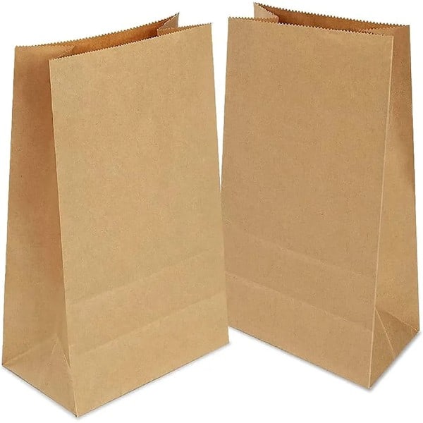 100 stk. Papirposer Brune Gaveposer Papir Festposer Kraftpapirposer Fødselsdagsfest Jul Bryllup Firmafest - 12*7*21cm