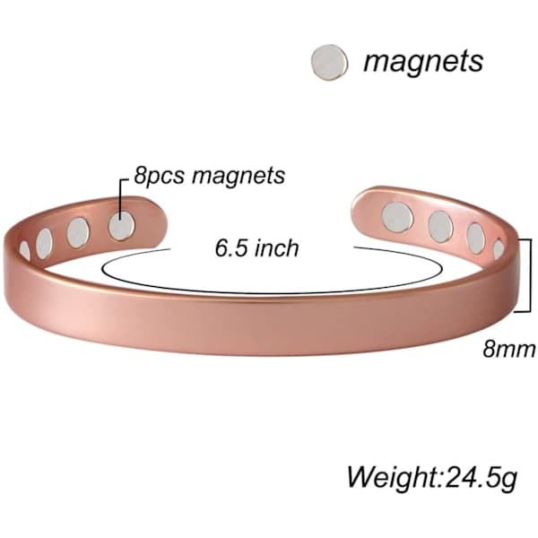 Herrarmband i ren koppar med extra starka magneter -