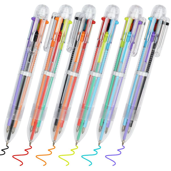 12 justerbare kuglepenne 0,5 mm, 6 farver transparent kuglepenne til kontor skolemateriale studerende børn gave