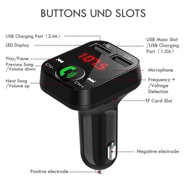 FM-lähetin X10 Bluetooth Handsfree 4-in-1 Musta