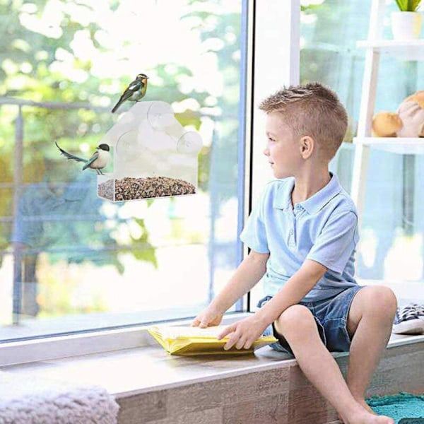 Bird Feeder Removable Feeding Transparent Housing Window Creative Support Feed