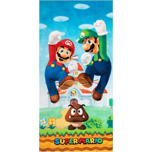 Super Mario Børn Bomuld Terry Badehåndklæde Blødt Absorberende Pool Badehåndklæde til Drenge Piger 147 x 71 cm