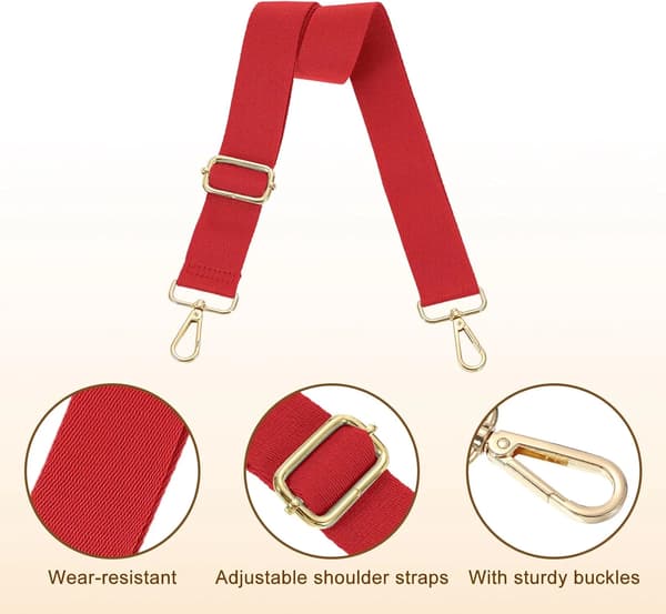 Bred justerbar pungrem udskiftning til crossbody-tasker og håndtasker, 3,8 cm rød - Red