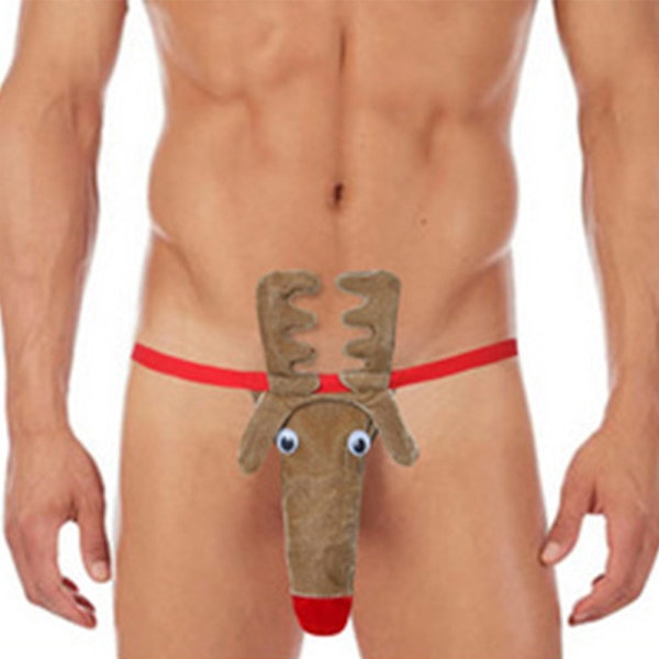 Herr Jul Nyhet Mankini Stringtrosa Ren Boxer Kalsonger Sexiga Underkläder Byxor