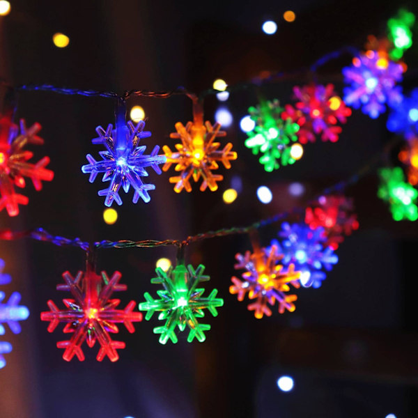 Christmas Tree Lights Multicolor 20 FT 40 LED Snowflake String Lights