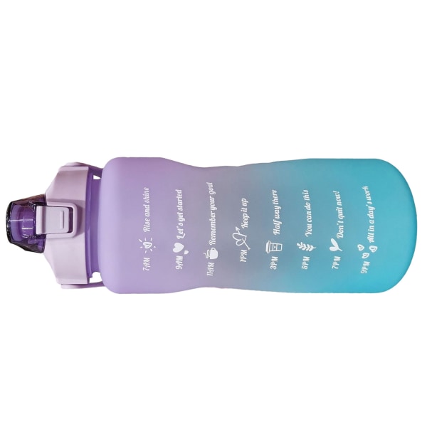 Halmflaske Lekkasjesikker frostet gradientfarge Ett klikk Åpen sportsvannkopp med håndtak Klar skala 2000 ml lilla