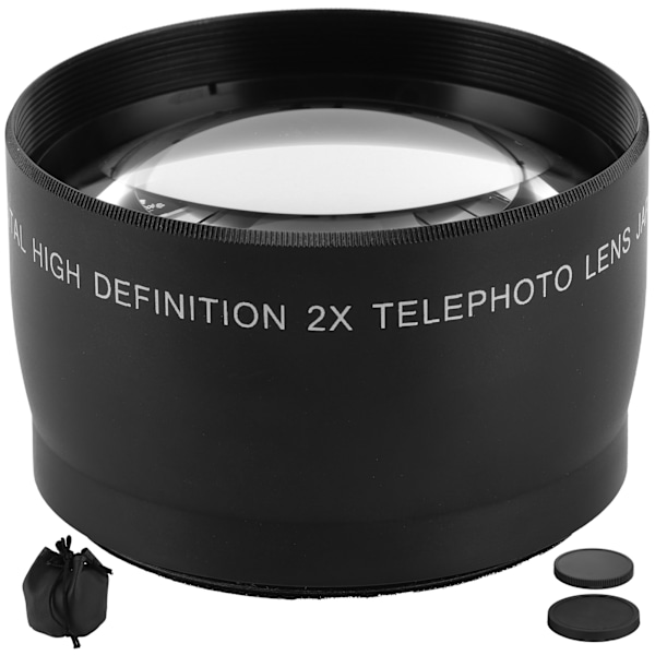 2x teleobjektiv med optiskt glas för kameralins med filterdiameter på 55 mm/2,2 tum