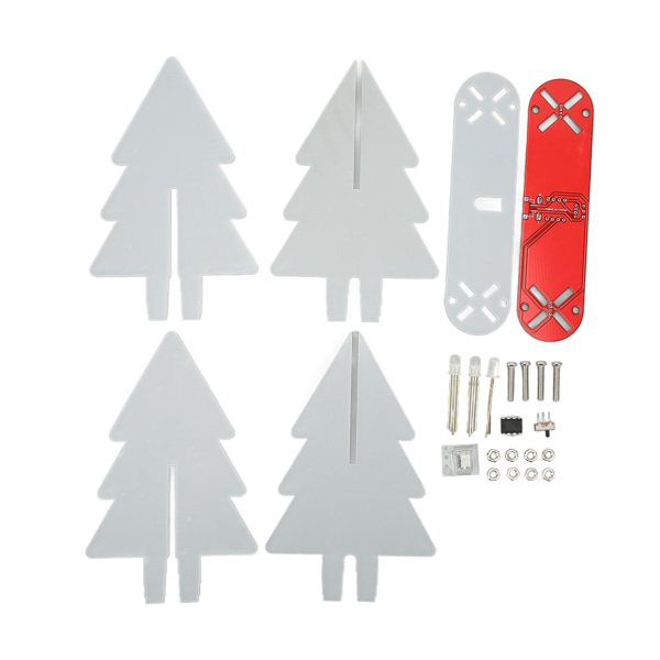 Elektronisk juletræssæt LED-gradientlys 3D gør-det-selv elektronisk samlingssæt til lodning, rød
