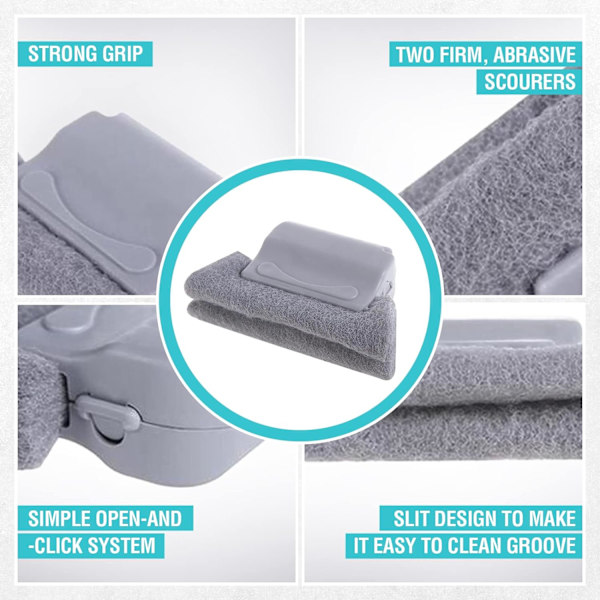 2-pack fönster- och spårengöringsskrubbdynor med mjukt ergonomiskt grepp - perfekt för fönster, dörrspår, kakelfogar, fönsterluckor, bil