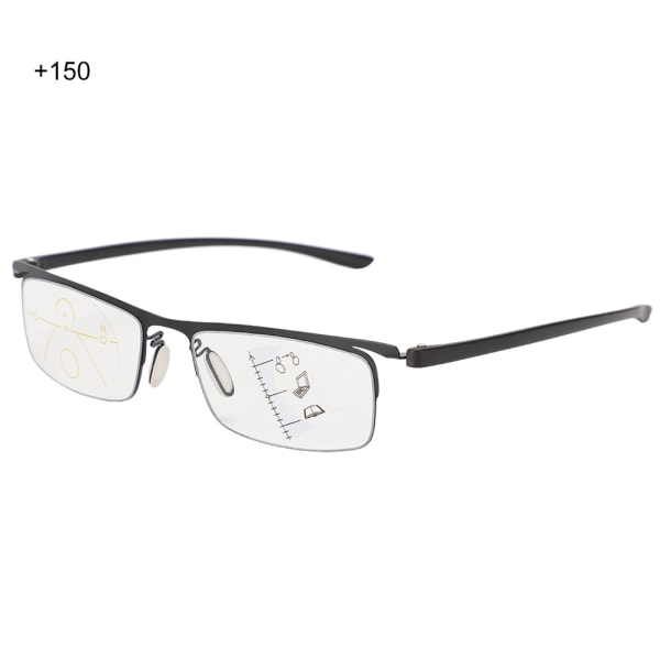 Mode Anti Blue Rays Presbyopic Glasögon Visual Fatigue Relief Multifokala läsglasögon (+1,5 svarta)