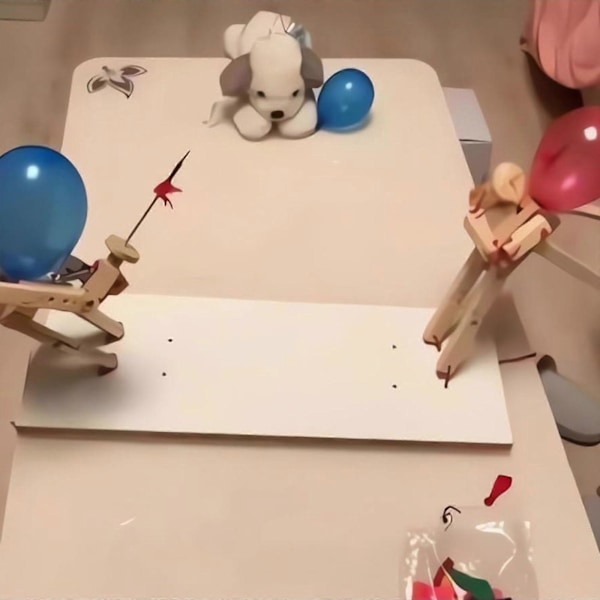 2024 NYHET, 2-Spillers Ballon Bambu Man Kamp - 2024 Ny Håndlaget Trefekte Dukker, Treroboter Kampspill, Raskt Tempo Ballonkamp, Rask Levering 5mm