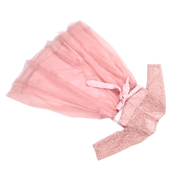 Prinsessatytön häämekko, 3/4-hihainen pitsinen kukkapuku Prinsessan pörröinen mekko lapsille Pinkki 130cm