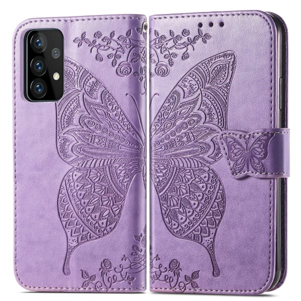 Yhteensopiva Samsung Galaxy A52 5g/4g case läppäkuoren cover Butterfly Soft Tpu iskunkestävä kuori ohut - violetti