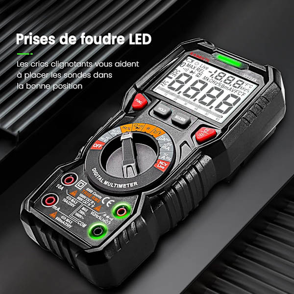 TRMS 6000 punkters automatisk digital multimeter (LED-terminalguide), professionell elektrisk testare, temperaturkapacitansmätare spänning/ström AC