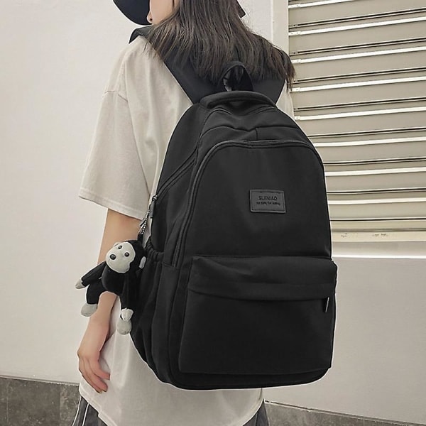 Naisten reppu Yksivärinen naisten monitaskuinen rento naisten matkalaukku Korkealaatuinen koululaukku teini-ikäiselle tytölle Varattava reppu Beige White Only bag Beige White Only bag