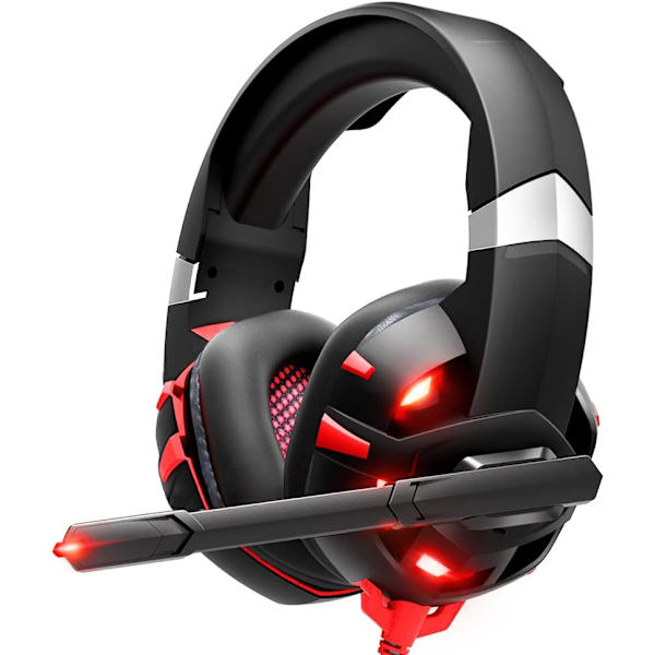 Xbox-headset, spilheadset med 7.1 surroundlyd stereo, PS4-headset med støjreducerende mikrofon og LED-lys, kompatibel med Xbox Series X/S, PS4,