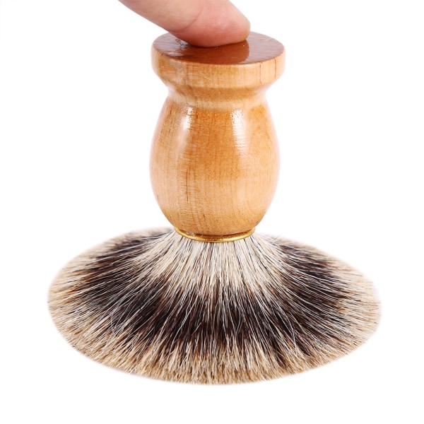1 Stk professionelt træhåndtag barberbørste til mænd Faux Badger Hair Barber Beauty Tool