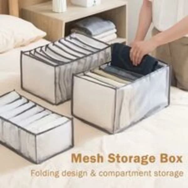 Jeansoppbevaringsboks, Triomphe Klesskuff Mesh Divider Box, sammenleggbar og vaskbar oppbevaringsboks, Egnet 2p