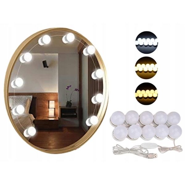 10 LED Lights for Makeup Mirror Vanity - Attach Around Mirror