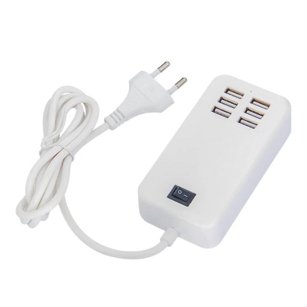 Strømdrevet USB-hub, aluminium 6-ports USB-strømforsyningshub med ekstern 5V/2A strømforsyning Multi-port USB-hubb,...