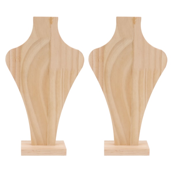 2kpl puinen kaulakoru näyttöjalusta maljakon muotoinen kevyt massiivipuinen koruteline koti- ja ammattinäytökseen M