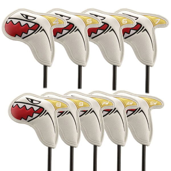 9 Stk Golf Iron Head Covers med digitale nummermerker Golf Stick Headcovers Sett for Golfer White