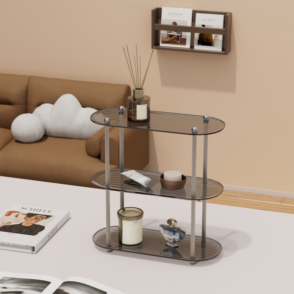 Dekorativ display bordhylde Enkel 3 lags aftagelig skrivebordsstativ til soveværelse badeværelse Grå