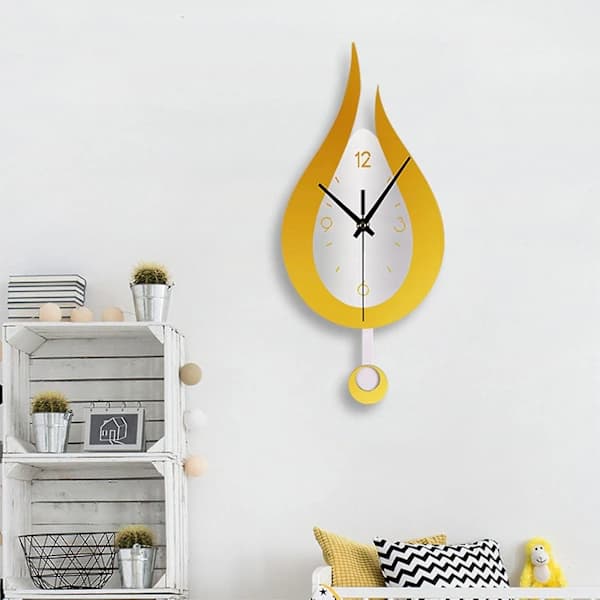 Modern väggklocka med vattendroppsdesign, kreativ akrylpendelklocka (silver)