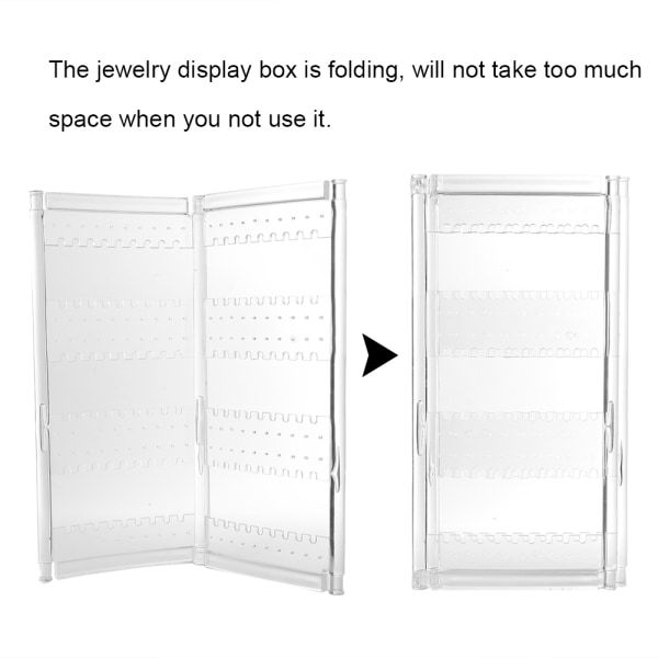 Gennemsigtigt foldearmbånd Halskæde Øreringe Smykker Display Stand Opbevaringsstativ Box (to dørs)