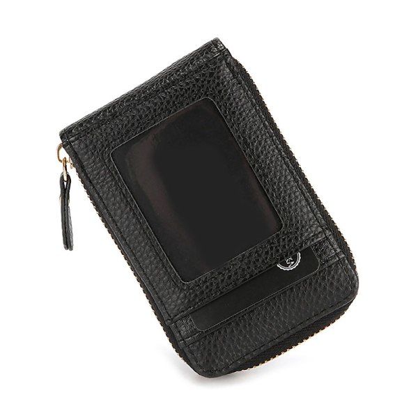RFID PU-läder korthållare Cash Wallet Coin Dragkedja för M Black