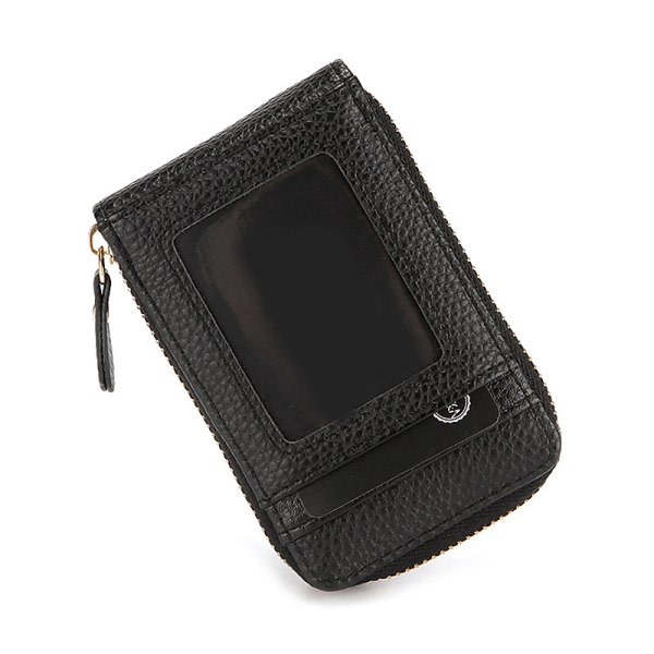 RFID PU-läderkorthållare Cash Wallet Coin Dragkedja för M Black