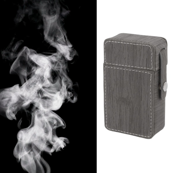 Sigarettboksholder PU-klaffdesign Bærbar sigarettboks Beskyttelsesveske for reiser Daily Grey