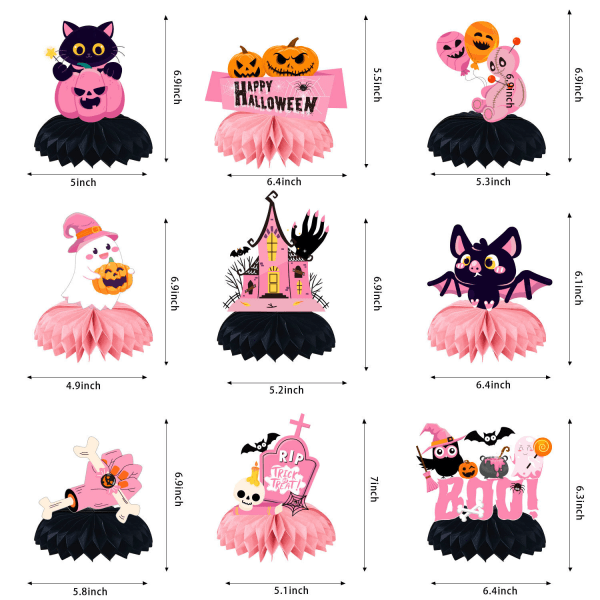 Spøkelse-Bikake-Midtstykke for Halloween, Halloween Festdekorasjoner Sett 7