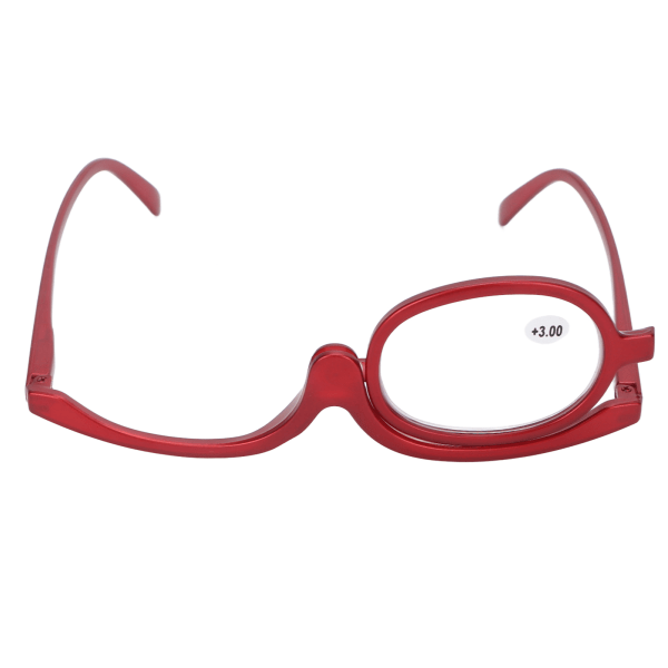 Forstørrelsesglas Makeup-briller Enkeltglas drejelige moderigtige øjenmakeup-briller til kvinder Rød(+3,00 )