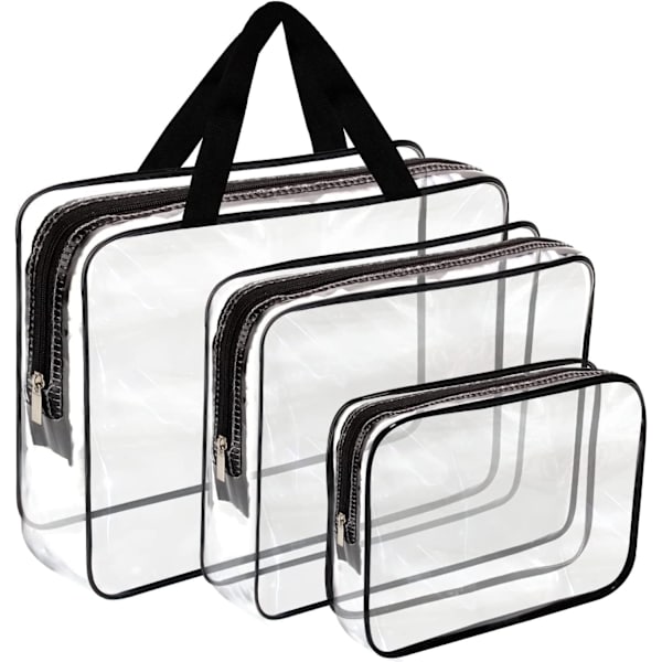 Set med 3 transparenta väskor Black Svart