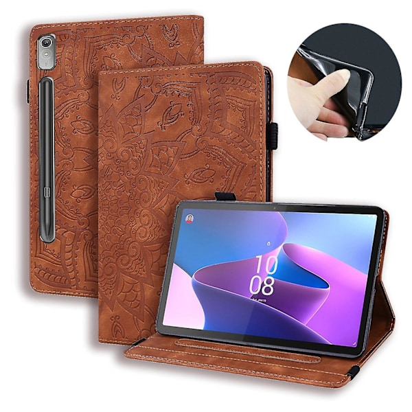 Präglat fodral för Lenovo Tab P12 12.7 Brown