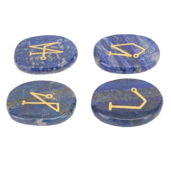 Naturlig halvädelsten Grov Reiki Healing Stone med magiska symboler graverad guld Grovpolerad Lazuli