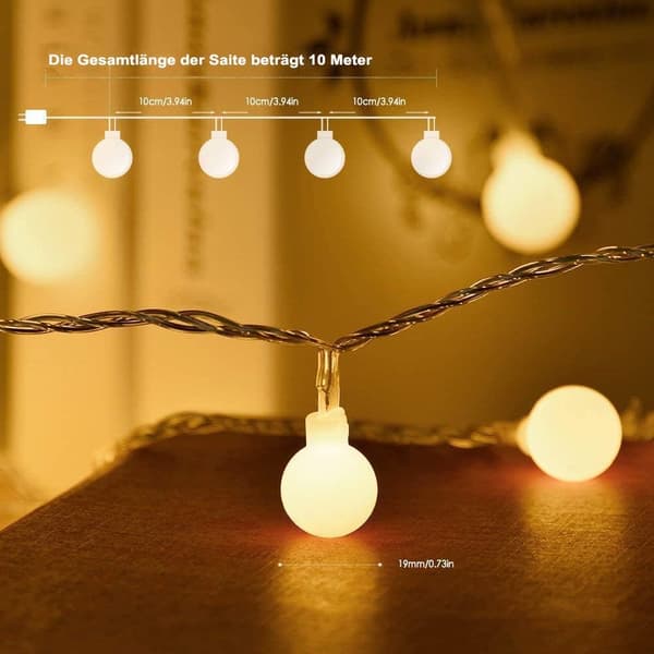 Sfäriska valonauhat, 8 tilaa 100 LED-kosketinta ulkokäyttöön