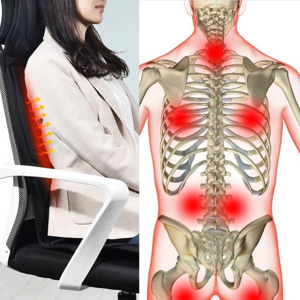 Lämmitys istuinhierontalaite Sähköinen värisevä selkähierontalaite tuoliin Hierontatyyny 8 värinätilaa lievittää niskan selän ja reisien väsymystä