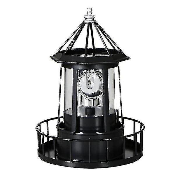 Solar Powered LED Lighthouse, 360 Degree Rotating Garden Lamp