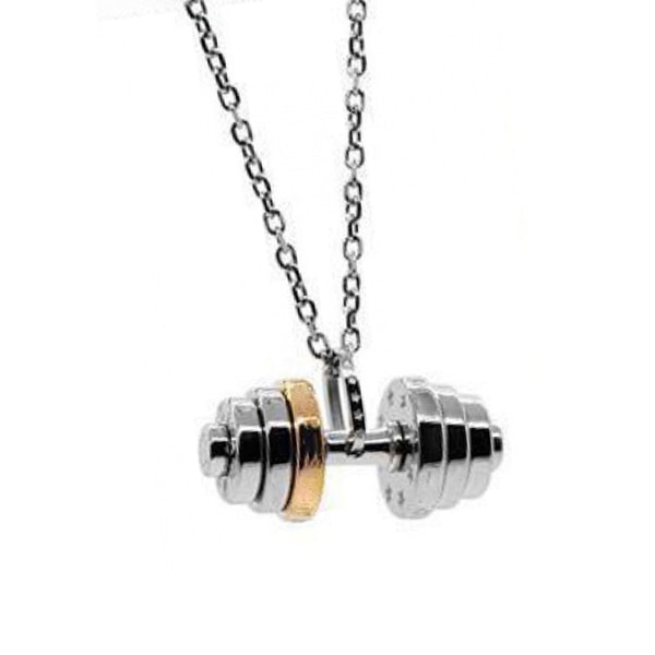 Hantelhalsband Rostfritt stål Silverfärg Utsökt Hip Hop-stil Halsband med skivstångshänge för män kvinnor