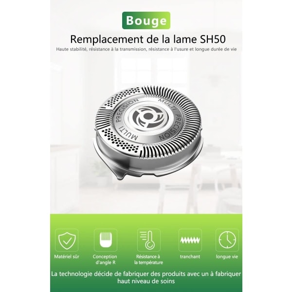SH50/50 Rakhoved til Philips Norelco Serie 5000 (S5xxx), AquaTouch (AT8xx, AT7xx) og PowerTouch (PT8xx, PT7xx)