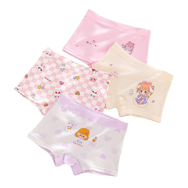 4 kpl Tyttöjen Alushousut Pure Cotton Boxer Baby shortsit Hengittävät Toddler Alushousut Useita kuvioita 3XL 27,5?37,5 kg