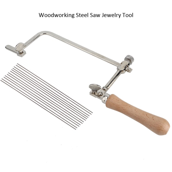 DIY træbearbejdning stål sav smykker værktøjsfremstilling Skære træhåndtag (savbue+12 savblad)