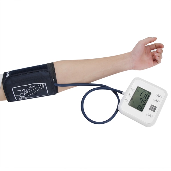 Kotitalouksien LCD-digitaalinen verenpainemittari, tarkka olkavarren verenpainemittari, valkoinen äänellä