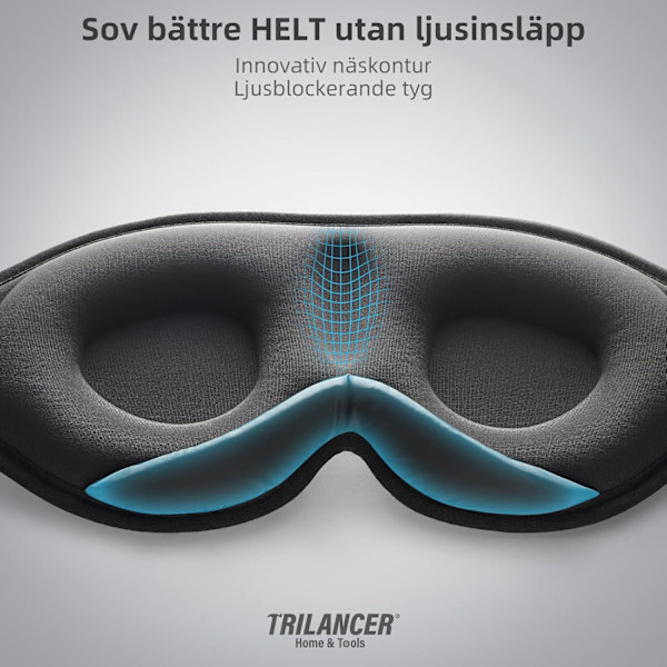 Innovativ sovmask, ljusblockerande ögonmask för meditation, resor (svart)